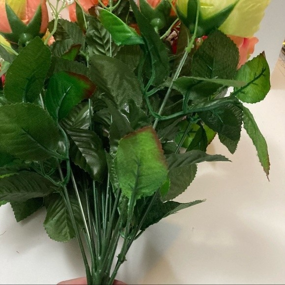 Roses Artificial Flowers Red Yellow Pink 2 Bunches 16" - Picture 4 of 12